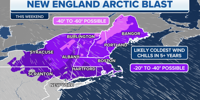 An arctic blast is forecast to impacted New England