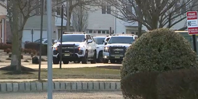 Police vehicles are seen near where Sayreville, New Jersey Councilwoman Eunice Dwumfour was shot outside her home Wednesday, Feb. 1, 2023.