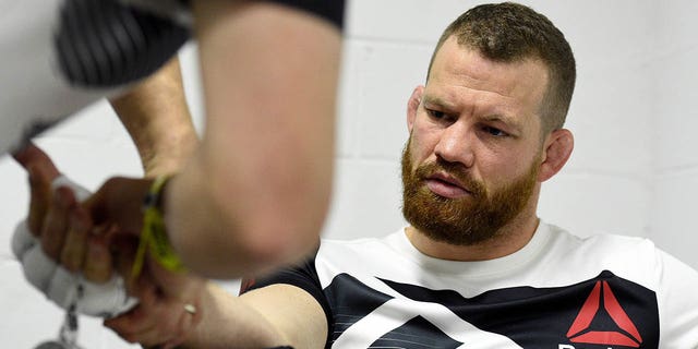 Nate Marquardt has his hands bandaged before his fight against Vitor Belfort during UFC 212 at Jeunesse Arena on June 3, 2017 in Rio de Janeiro, Brazil.