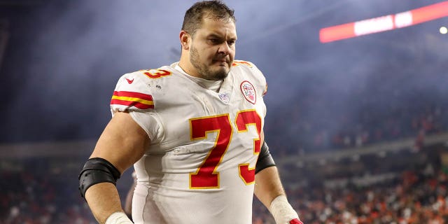 Kansas City Chiefs guard Nick Allegretti walks off the field after the Bengals game on Dec. 4, 2022, at the Paycor Stadium in Cincinnati, Ohio.