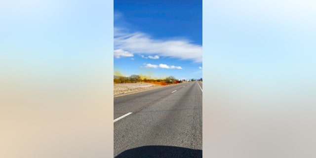 This image provided by the Arizona Department of Public Safety shows what the department says was an accident involving a commercial tanker truck outside Tucson, Arizona, on Tuesday, Feb. 14, 2023.