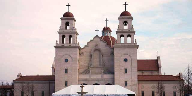 Construction of the Blessed Stanley Rother Shrine taking place on Feb. 2, 2023, in Oklahoma City.