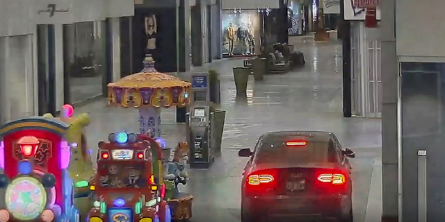 Police believe there were two suspects inside the car, who stole items from an electronics store inside the Vaughan, Ontario mall just outside of Toronto.