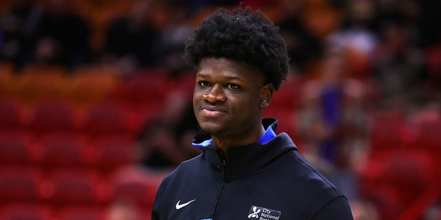 Mo Bamba #11 of the Orlando Magic warms up prior to a game against the Miami Heat at Miami-Dade Arena on January 27, 2023 in Miami, Florida.
