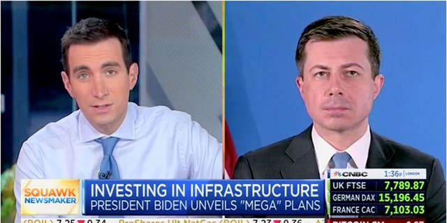 Pete Buttigieg joins CNBC's "Squawk Box" on Wednesday to discuss President Biden's infrastructure plans. 