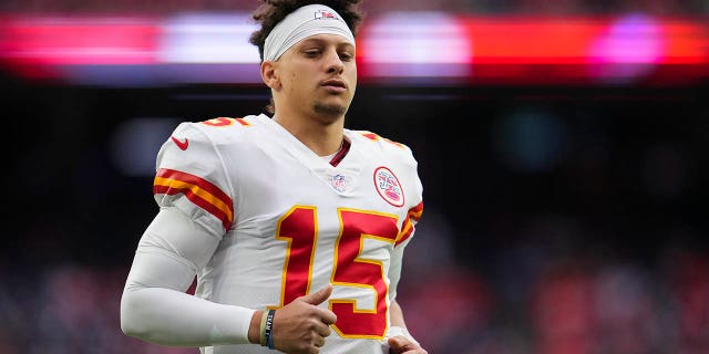 Patrick Mahomes of the Kansas City Chiefs warms up against the Houston Texans at NRG Stadium Dec. 18, 2022, in Houston. 