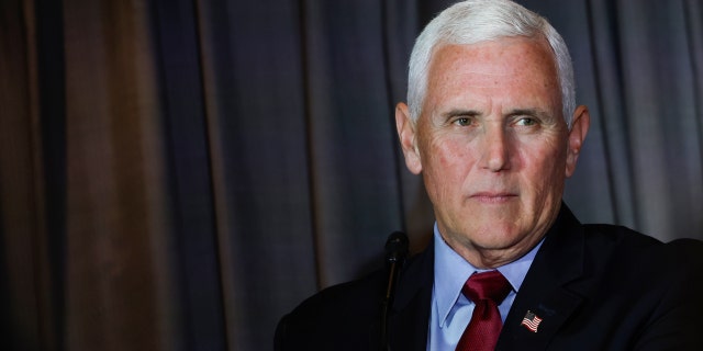 Former Vice President Mike Pence speaks at the Calvin Coolidge Foundation conference at the Library of Congress on Feb. 16, 2023, in Washington, D.C. 