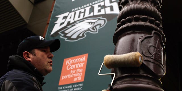 Eagles' Super Bowl LVII appearance has Philadelphia prepared to grease light poles again: report Philadelphia Police officer greases a traffic light pole as security measure for Super Bowl LII fans on February 4, 2018, in Philadelphia, Pennsylvania. The Philadelphia police department is using gear oil to grease up the poles on downtown streets to minimize the damage that fans can do to the city and themselves in the aftermath of the Super Bowl LII that will be played between the New England Patriots and the Philadelphia Eagles.
