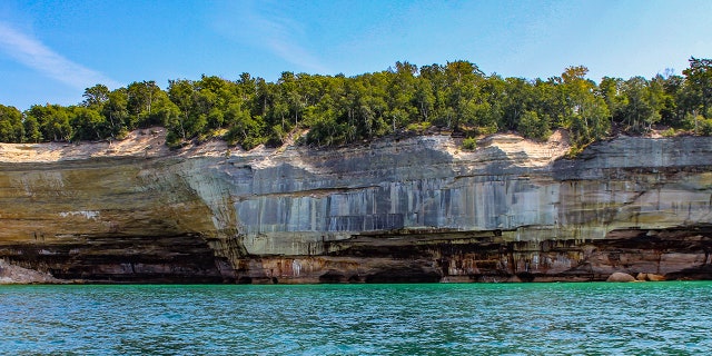 An undated photo of a cliffside at Pictured Rocks National Lakeshore in Michigan.