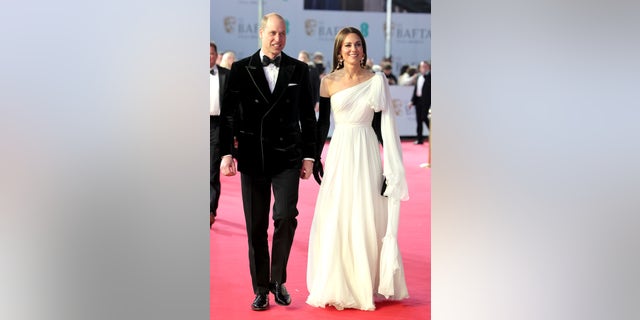 Catherine, Princess of Wales, and William, Prince of Wales, attend the BAFTAs.