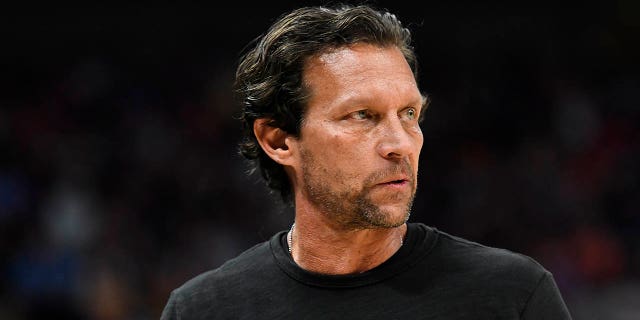 Head coach Quin Snyder of the Utah Jazz looks on during the second half of a game against the Phoenix Suns at Vivint Smart Home Arena on April 8, 2022 in Salt Lake City, Utah.