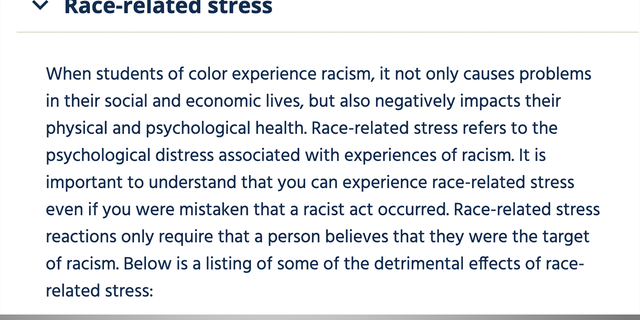 The California University Monterey Bay webpage details how race-related stress hurts students. 