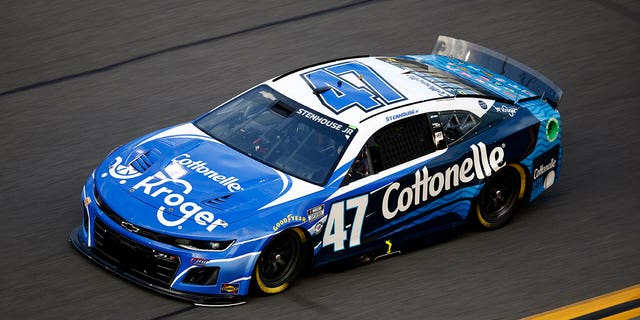 Ricky Stenhouse Jr., driver of the #47 Kroger/Cottonelle Chevrolet, drives during practice for the NASCAR Cup Series 65th Annual Daytona 500 at Daytona International Speedway on February 17, 2023, in Daytona Beach, Florida.