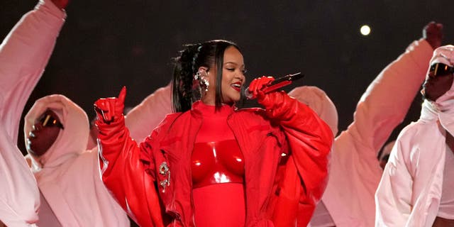 Rihanna performed many of her hit songs during the halftime show including "Rude Boy," "Umbrella" and more.
