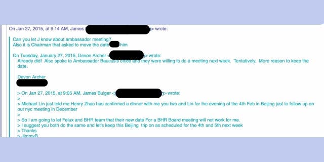 "Also spoke to Ambassador Baucus's office and they were willing to do a meeting next week.  Tentatively," Devon Archer wrote on Jan. 27, 2015, Cc’ing Hunter Biden.