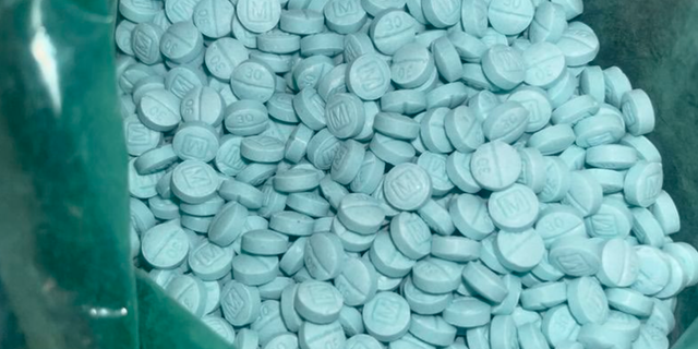 Hundreds of fentanyl pills that law enforcement seized during Villanueva's arrest.