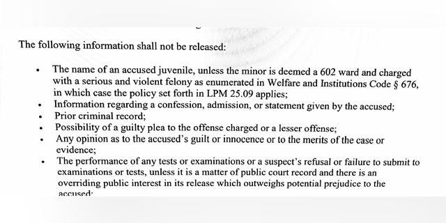 An excerpt from the DA's legal policy handbook barring prosecutors from discussing confessions with the media.