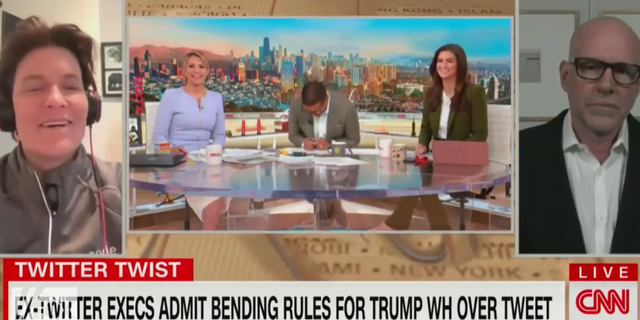CNN hosts Don Lemon, Poppy Harlow, and Kaitlin Collins laugh after clip of someone saying an expletive insult about former President Trump.
