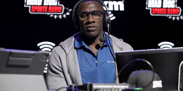 Former NFL player Shannon Sharpe speaks onstage with SiriusXM at Super Bowl LIV Jan. 29, 2020, in Miami, Fla.