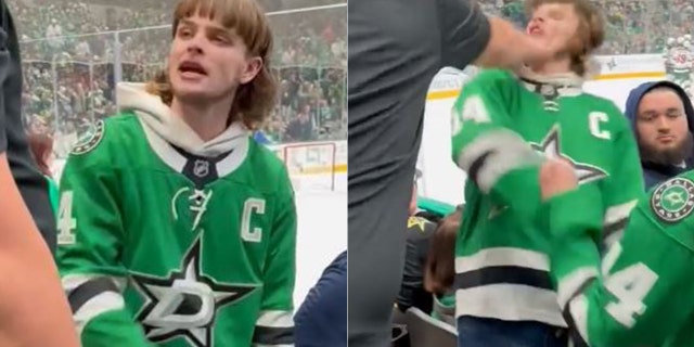 A Dallas Stars fan got punched in the face after talking smack to another fan.