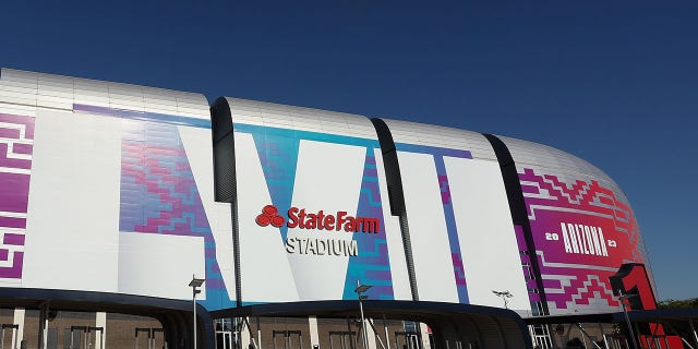 General view of State Farm Stadium on January 28, 2023 in Glendale, Arizona.  State Farm Stadium will host NFL Super Bowl LVII on February 12. 