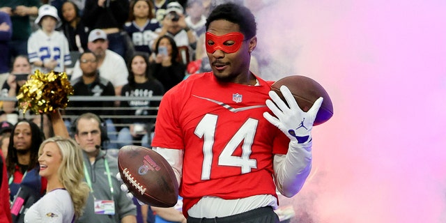 Stefon Diggs of the Buffalo Bills and AFC competes in the Best Catch event during the 2023 NFL Pro Bowl Games at Allegiant Stadium on February 05, 2023 in Las Vegas, Nevada.