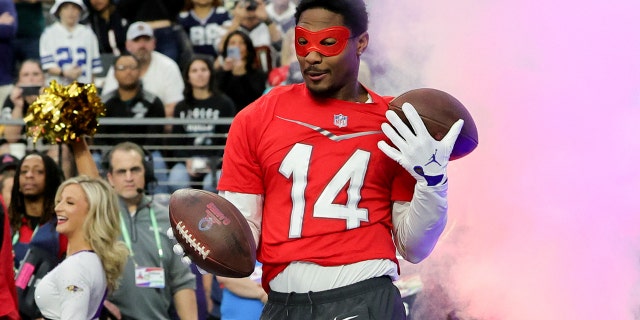 Stefon Diggs of the Buffalo Bills and AFC competes in the Best Catch event during the 2023 NFL Pro Bowl Games at Allegiant Stadium on February 5, 2023 in Las Vegas, Nevada.