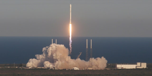 A SpaceX Falcon 9 rocket carrying a TESS spacecraft lifts off on Wednesday, April 18, 2018, from Space Launch Complex 40 at Cape Canaveral Air Force Station in Florida. TESS, which stands for Transiting Exoplanet Survey Satellite, is a telescope/camera that's mission is hunting for undiscovered worlds around nearby stars, NASA says.