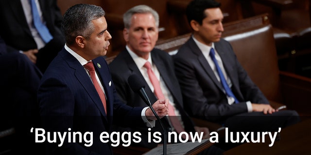 In the Spanish-version of the Republican rebuttal to President Joe Biden's State of the Union, Rep. Juan Ciscomani said purchasing eggs "is a luxury" amid record-high inflation.