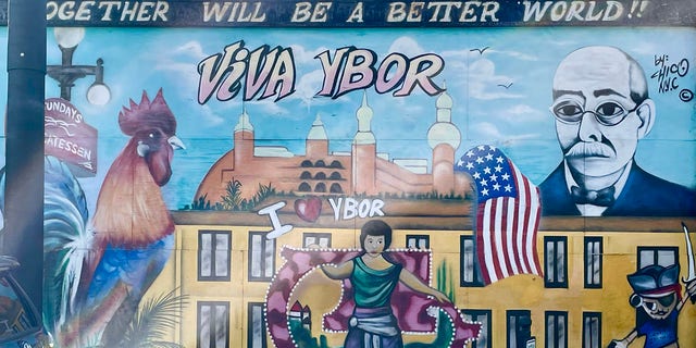 A mural in Ybor City, Tampa, celebrating the neighborhood's American pride.