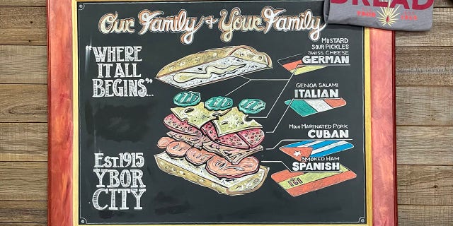 A sign at La Segunda Central Bakery in Ybor City, Tampa, touts the multicultural flavors found in the original Cuban sandwich, with influences from Cuba, Spain, Italy and Germany.