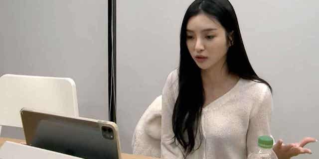 Taiwanese actor Charlene An speaks during an interview in Taipei, Taiwan, on Jan. 30, 2023. Thailand's police commissioner apologized after seven officers were placed under investigation for allegedly extorting money from Charlene An.