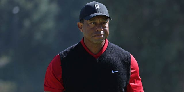 Tiger Woods of the United States looks on from the 14th green during the final round of the Genesis Invitational at Riviera Country Club on February 19, 2023, in Pacific Palisades, California.