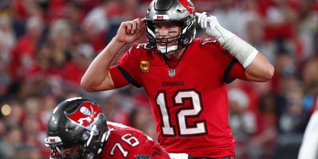 Buccaneers quarterback Tom Brady calls a play against the New Orleans Saints at Raymond James Stadium on Dec. 19, 2021, in Tampa, Florida.