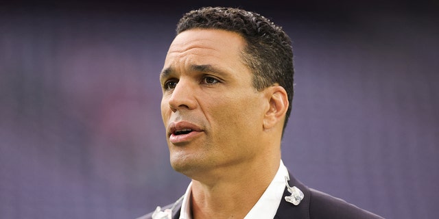 Tony Gonzalez is seen prior to a game between the Houston Texans and the San Francisco 49ers at NRG Stadium on August 25, 2022, in Houston, Texas.