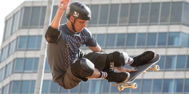 Tony Hawk skates during a display before the Skateboard Vert competition at X Games Austin on June 5, 2014 in Austin, Texas.