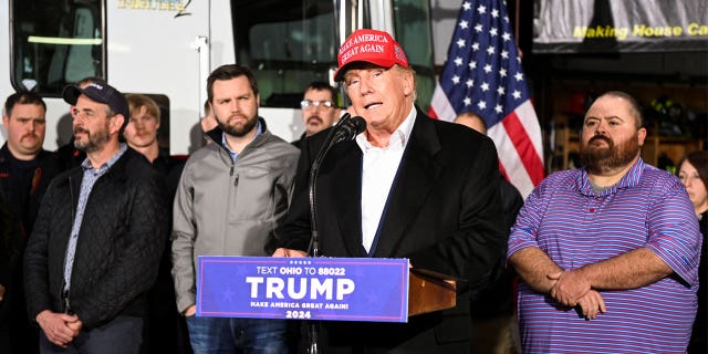 Former U.S. President Donald Trump speaks astir nan caller derailment of a train carrying hazardous waste, during an arena astatine a occurrence position successful East Palestine, Ohio, U.S., February 22, 2023.