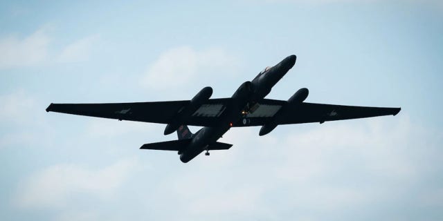 A U-2 Dragon Lady flies over Kadena Air Base on Jan. 23, 2019.