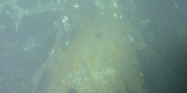 A screenshot of the wreck site USS Albacore (SS 218). which was lost at sea Nov. 7, 1944. Indications of documented modifications made to Albacore prior to her final patrol such as the presence of an SJ Radar dish and mast, a row of vent holes along the top of the superstructure, and the absence of steel plates along the upper edge of the fairwater allowed Naval History and Heritage Command to confirm the wreck site finding as Albacore.