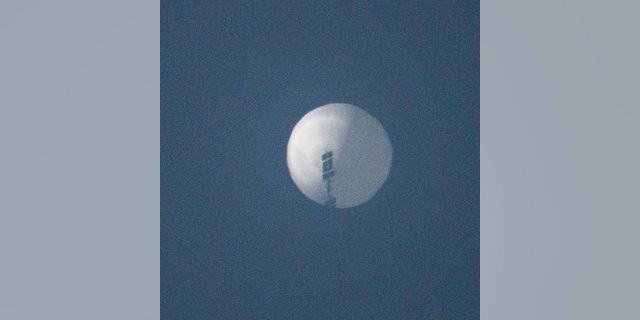 The Chinese spy balloon flies over Billings, Montana, on Feb. 1, 2023, in this picture obtained from social media.