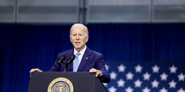 U.S. President Joe Biden delivers remarks at the Kempsville Recreation Center on February 28, 2023 in Virginia Beach, Virginia. President Biden traveled to Virginia Beach to give remarks on his administration's plan to help Americans access to health care.