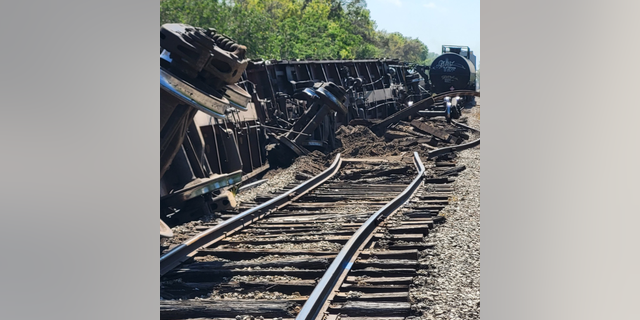 The train derailed on Tuesday in Manatee County, Florida, where one of the derailed train cars is full of propane, the South Manatee County Fire Rescue told FOX 13.
