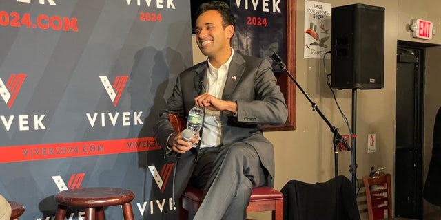 Republican presidential candidate Vivek Ramaswamy takes questions at town hall style campaign event, on Feb. 22, 2023 in Manchester, New Hampshire