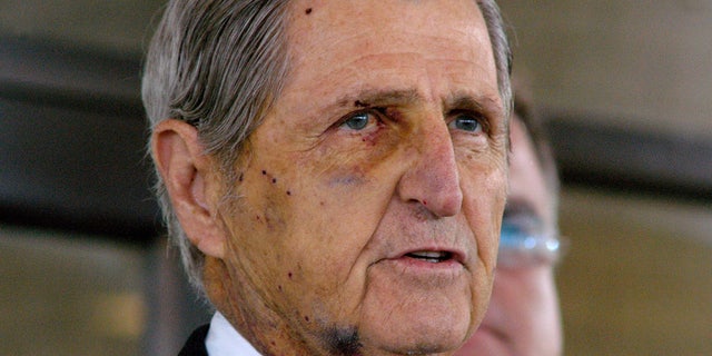 Austin, Texas, attorney Harry Whittington steps out to talk with members of the media, Feb. 17, 2006, in front of Christus Spohn Corpus Christi Hospital-Memorial. Whittington, the man who then-Vice President Dick Cheney accidentally shot while they were hunting quail on a Texas ranch 17 years earlier, died Saturday, Feb. 4, 2023, in Austin, family friend Karl Rove said Monday, Feb. 6. He was 95.