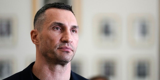 Former heavyweight boxing world champion Wladimir Klitschko leaves after a meeting with German Economy and Climate Minister Robert Habeck in Berlin, March 31, 2022.