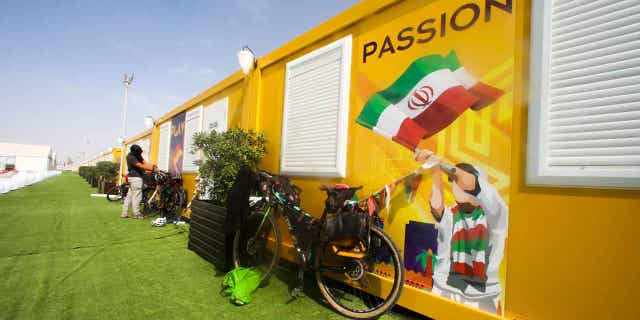 Cabins in the World Cup fan village are shown on Nov. 10, 2022, in Doha, Qatar. Qatar plans to send cabins and caravans from the World Cup to help survivors of the earthquake in Turkey.