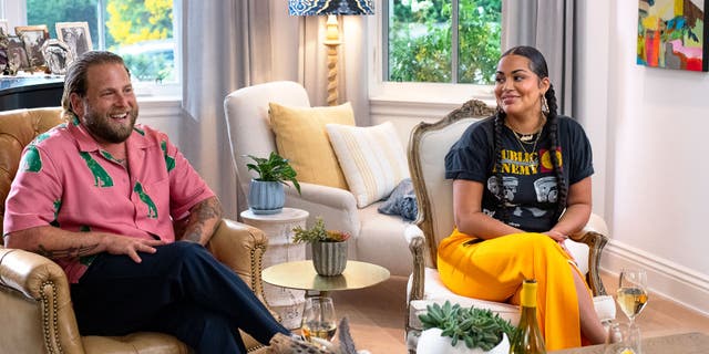 Jonah Hill, left, and Lauren London play a couple navigating an interracial relationship in the Netflix comedy.