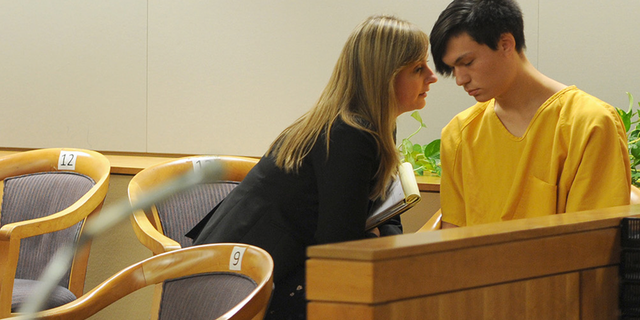 Caleb Leyland, 19, is arraigned at the Nesbett Courthouse in Anchorage, Alaska, on Tuesday, June 18, 2019.