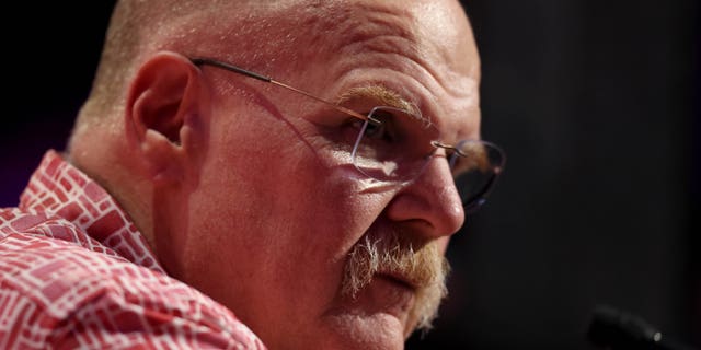 Head coach Andy Reid of the Kansas City Chiefs speaks to the media during Super Bowl LVII Opening Night presented by Fast Twitch at Footprint Center on February 06, 2023, in Phoenix, Arizona.