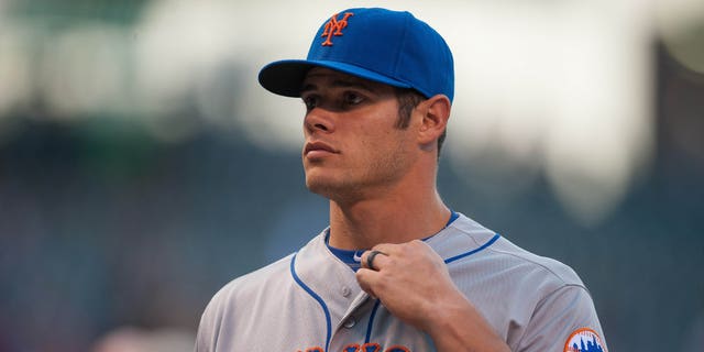 New York Mets catcher Anthony Recker during a regular season Major League Baseball game between the New York Mets and the Colorado Rockies at Coors Field in Denver, Colorado. 